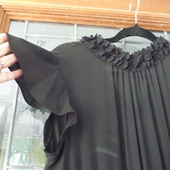 CECE/DILLARDS BLACK SEMI SHEER JUMPSUIT SIZE 6 - Picture 4 of 14